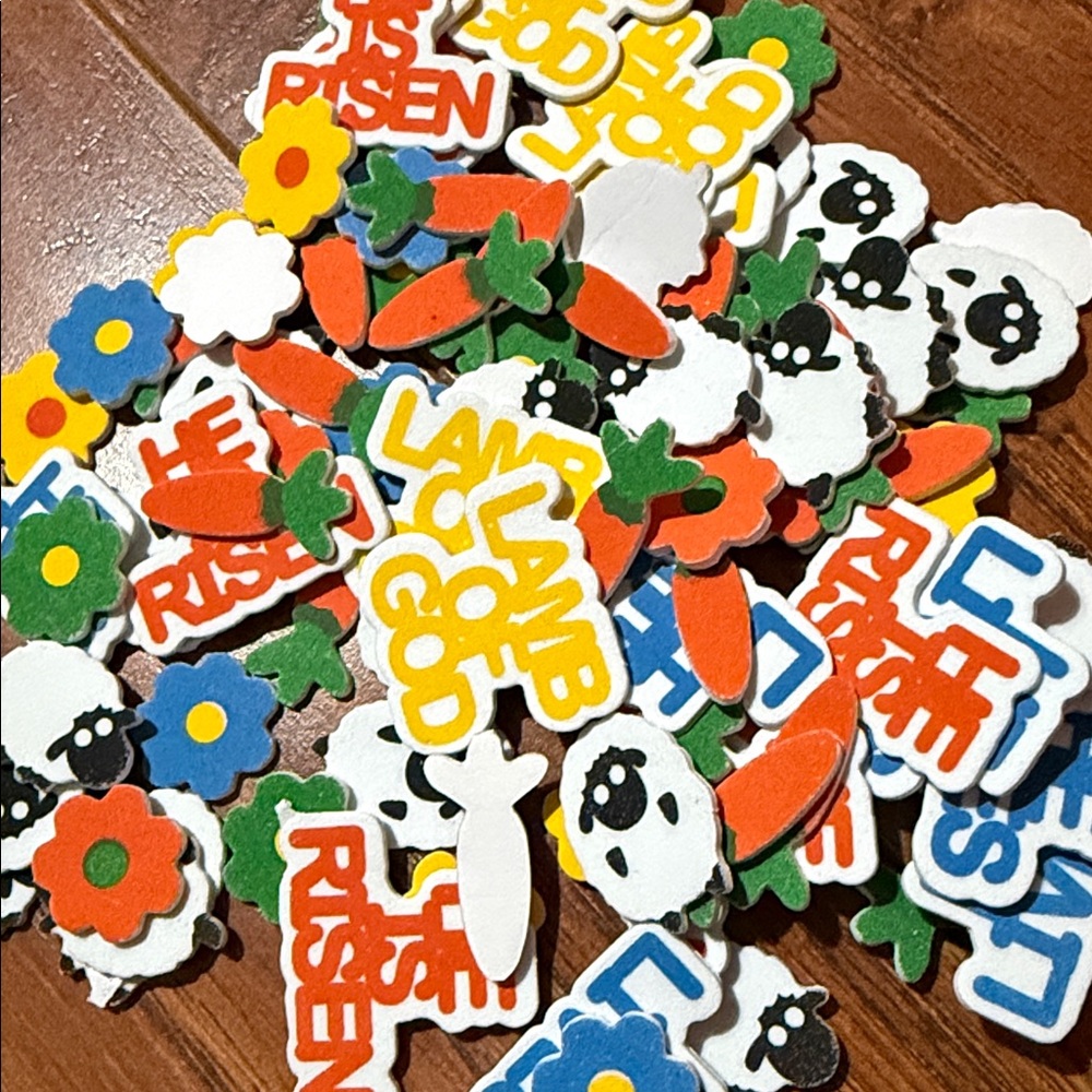 NWOT (89) Easter Foam Stickers He is Risen He Lives Sheep Flowers Lamb of God